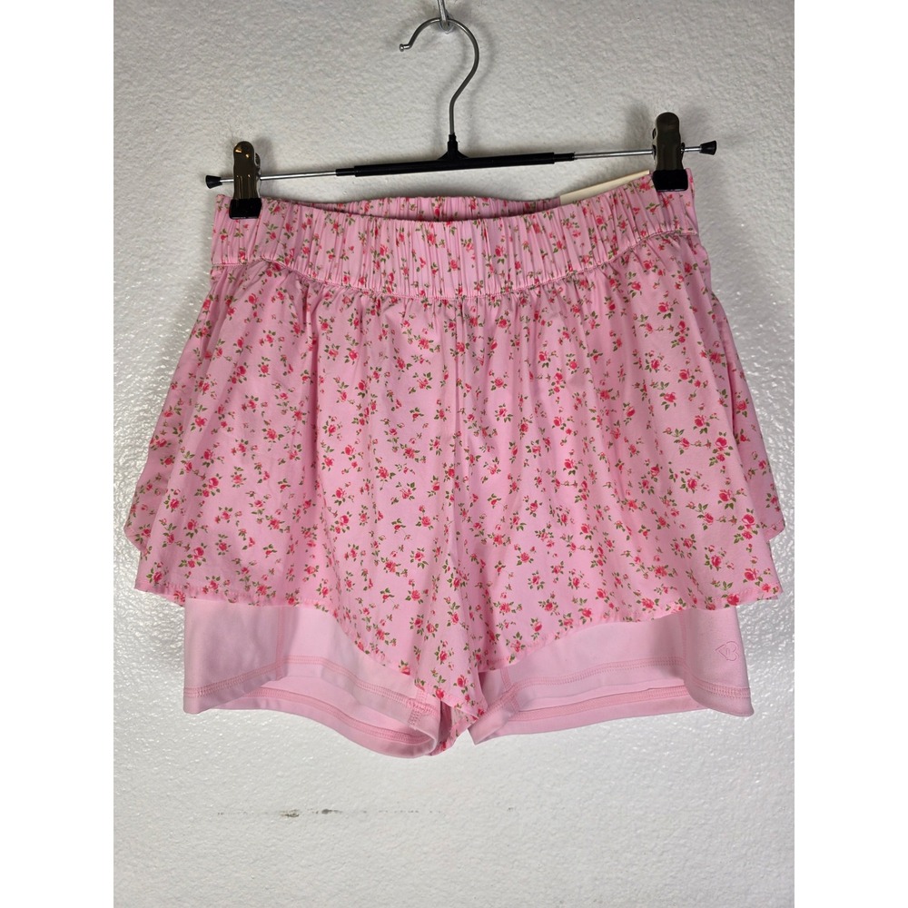 Blogilates Pink Floral Ruffle Short 2-in-1 Athletic Skort Medium